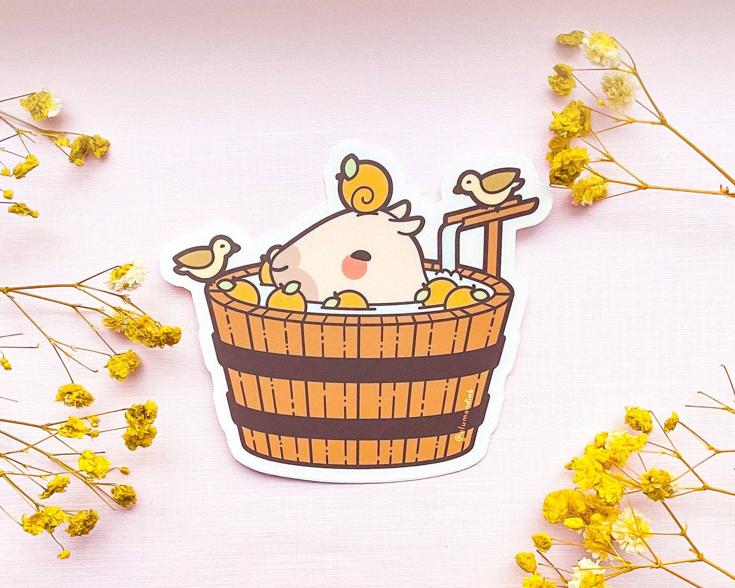 Curly Lounging in a Spa Bucket Sticker - Clear Vinyl
