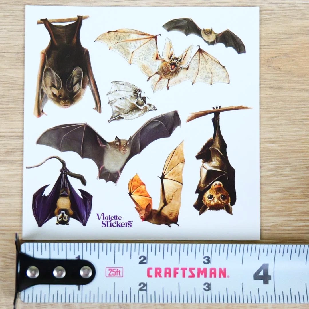 Bat Stickers - 2 Sticker Sheets for Stationary, Scrapbooking, & More