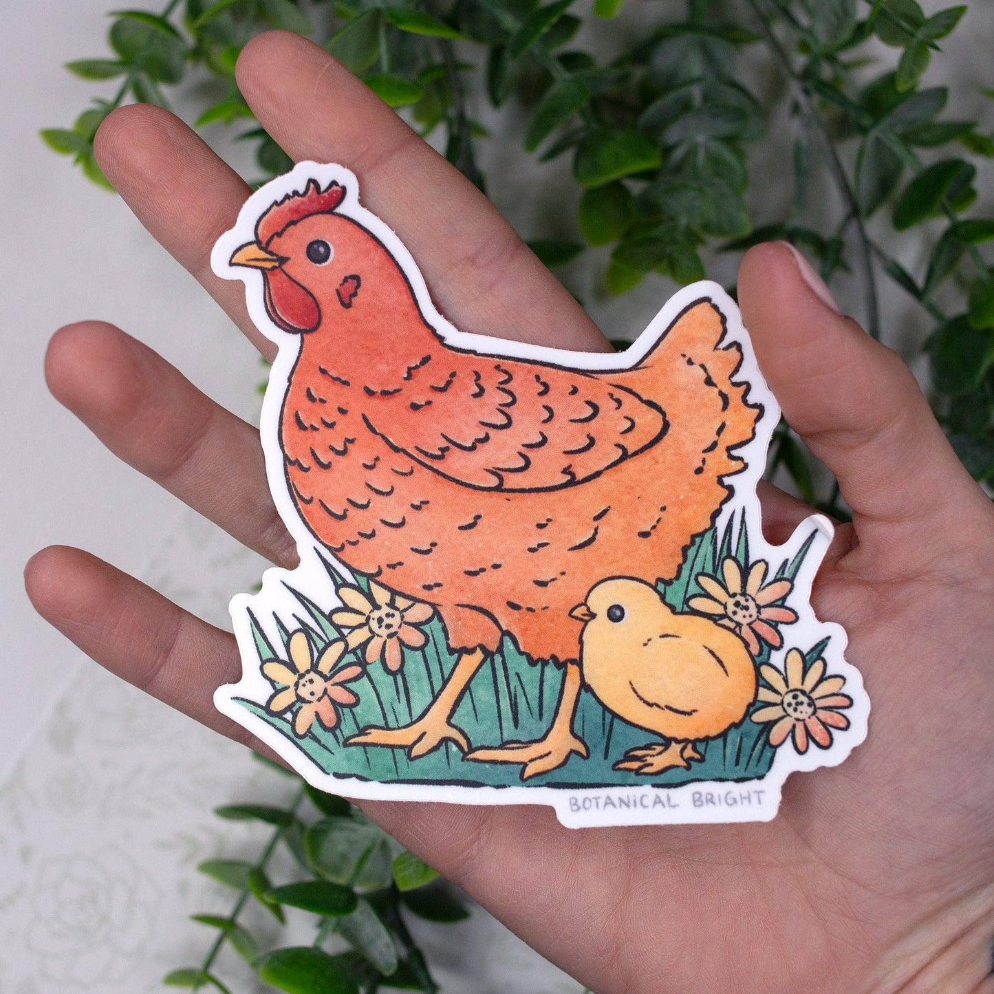 Chicken & Chick Bird Sticker - Waterproof Vinyl