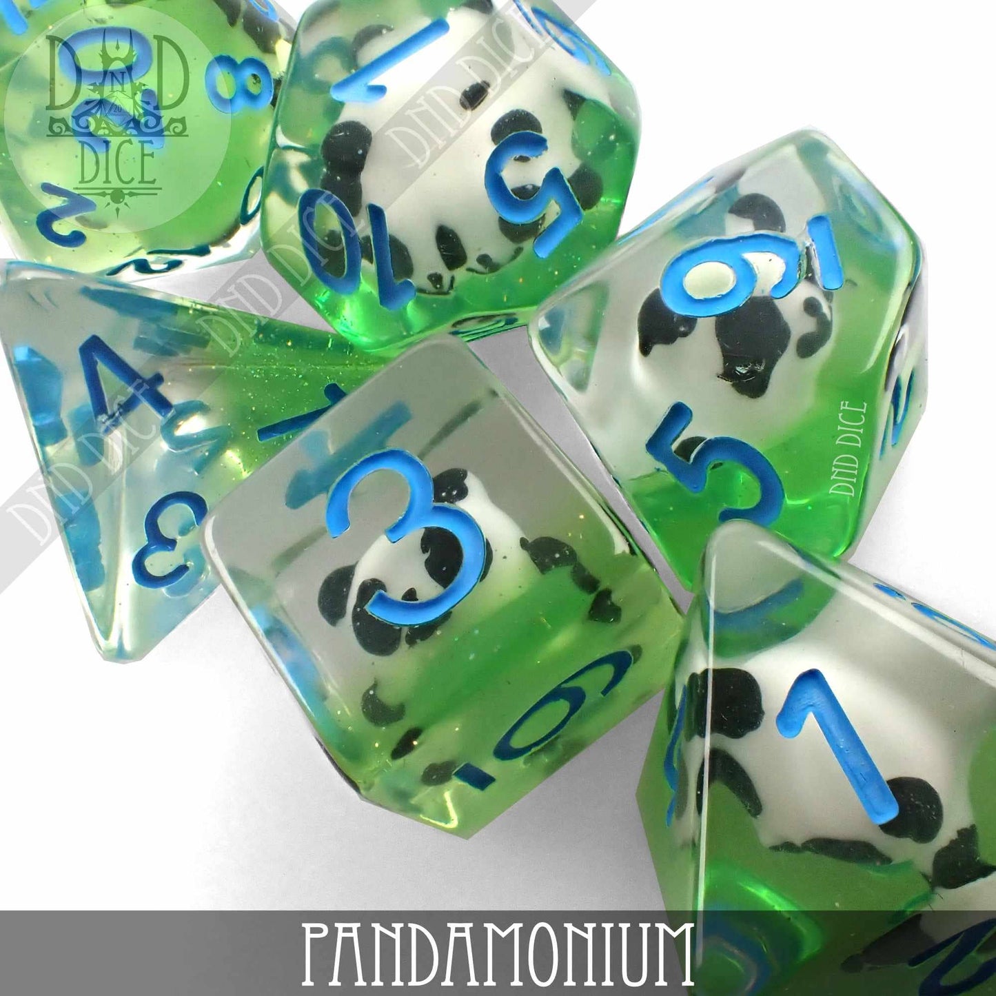 Dice Set - Pandamonium - Pandas - 7 Resin Dice - Dungeons and Dragons