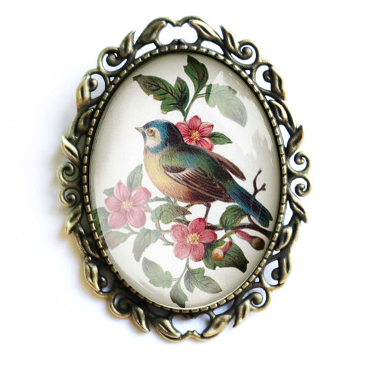 Bluebird Brooch - Large Oval - Cottagecore