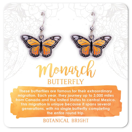 Monarch Butterfly Dangle Earrings - Sterling Silver Plated Nature Jewelry