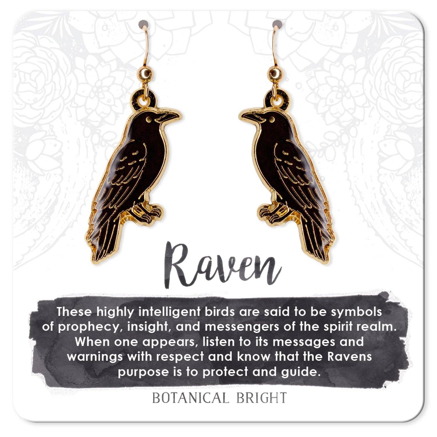 Raven Charm Dangle Earrings - Sterling Silver Plated Nature Jewelry
