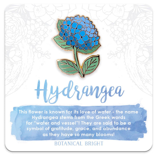 Hydrangea Flower Enamel Pin - Blue or Pink - You Choose