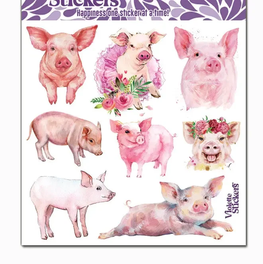 Pink Pig Stickers - Realistic Farm Animal Sticker Sheets