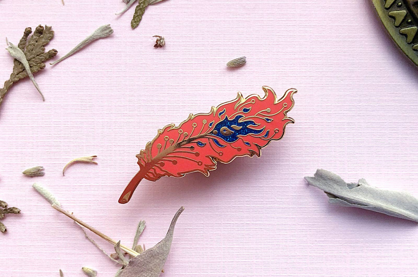 Phoenix Feather Pin - Gold Plated Base