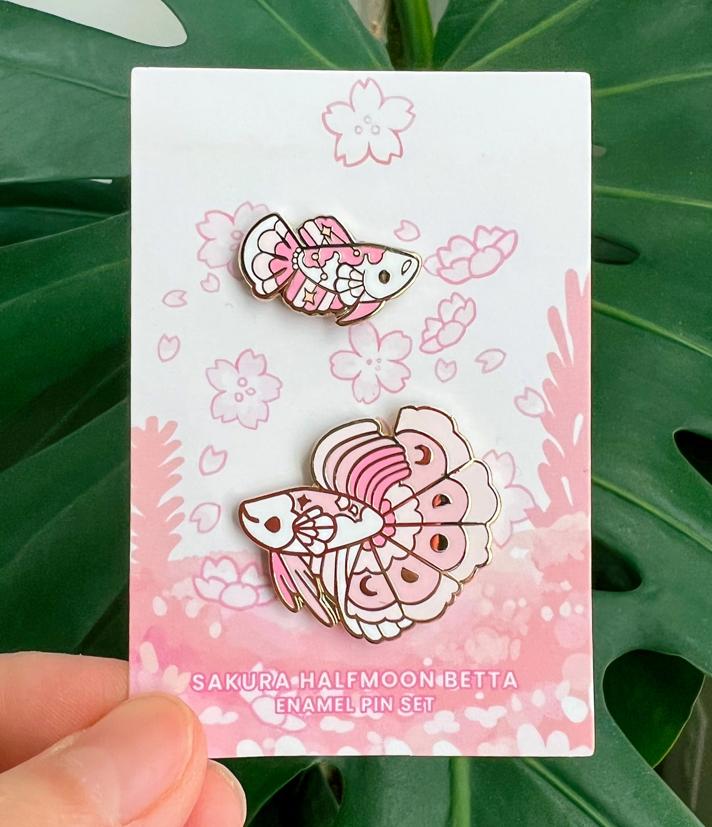 Betta Fish Enamel Pin Set - Sakura Halfmoon