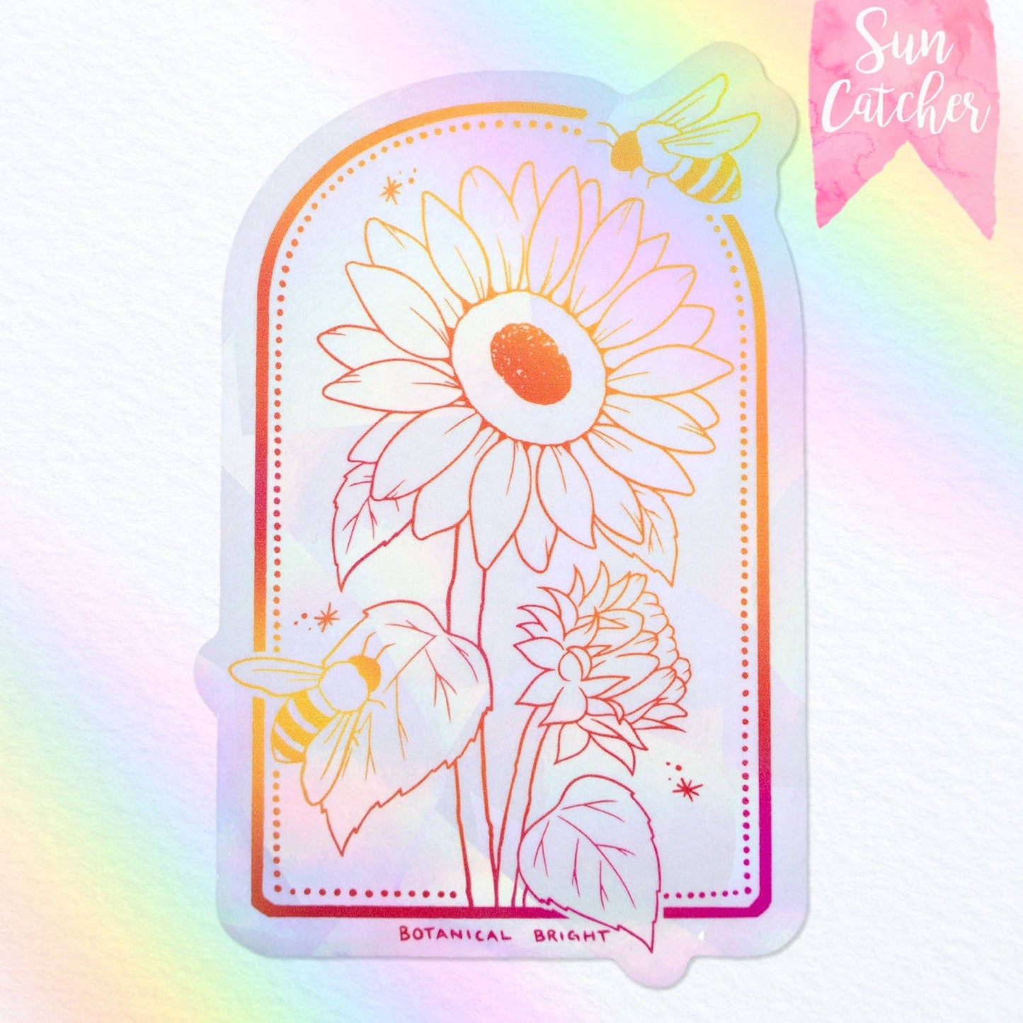 Sunflower & Bee Sun Catcher Rainbow Maker Window Sticker - Indoor Window Decal