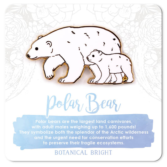 Polar Bear with Cub Animal Enamel Pin - Gold Plated Winter & Nature Jewelry