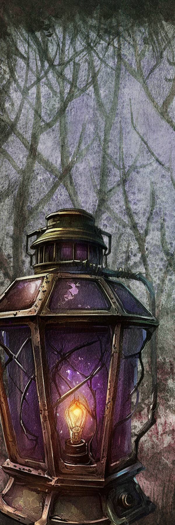 Purple Spooky Lantern Watercolor Bookmark - Halloween - Cardstock