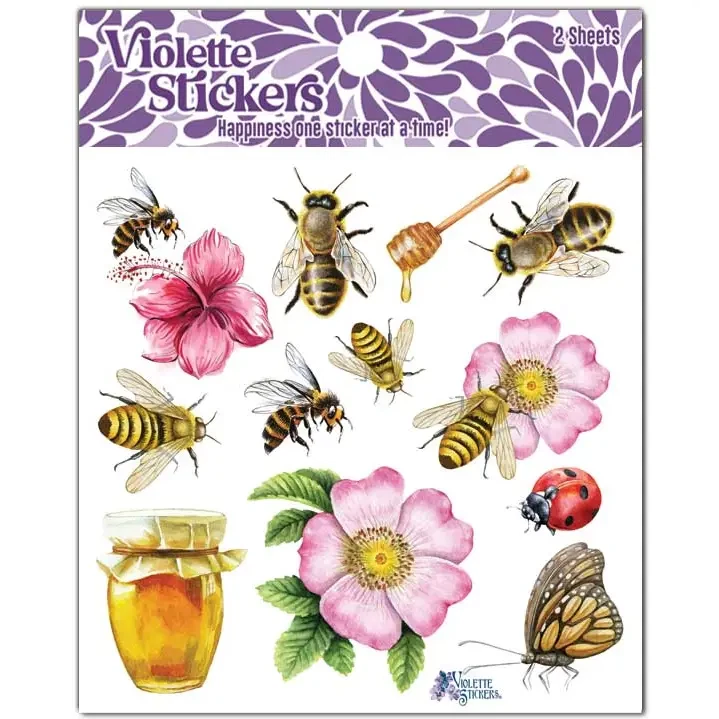 Bee Stickers - Insect, Floral, & Nature Sticker Sheets