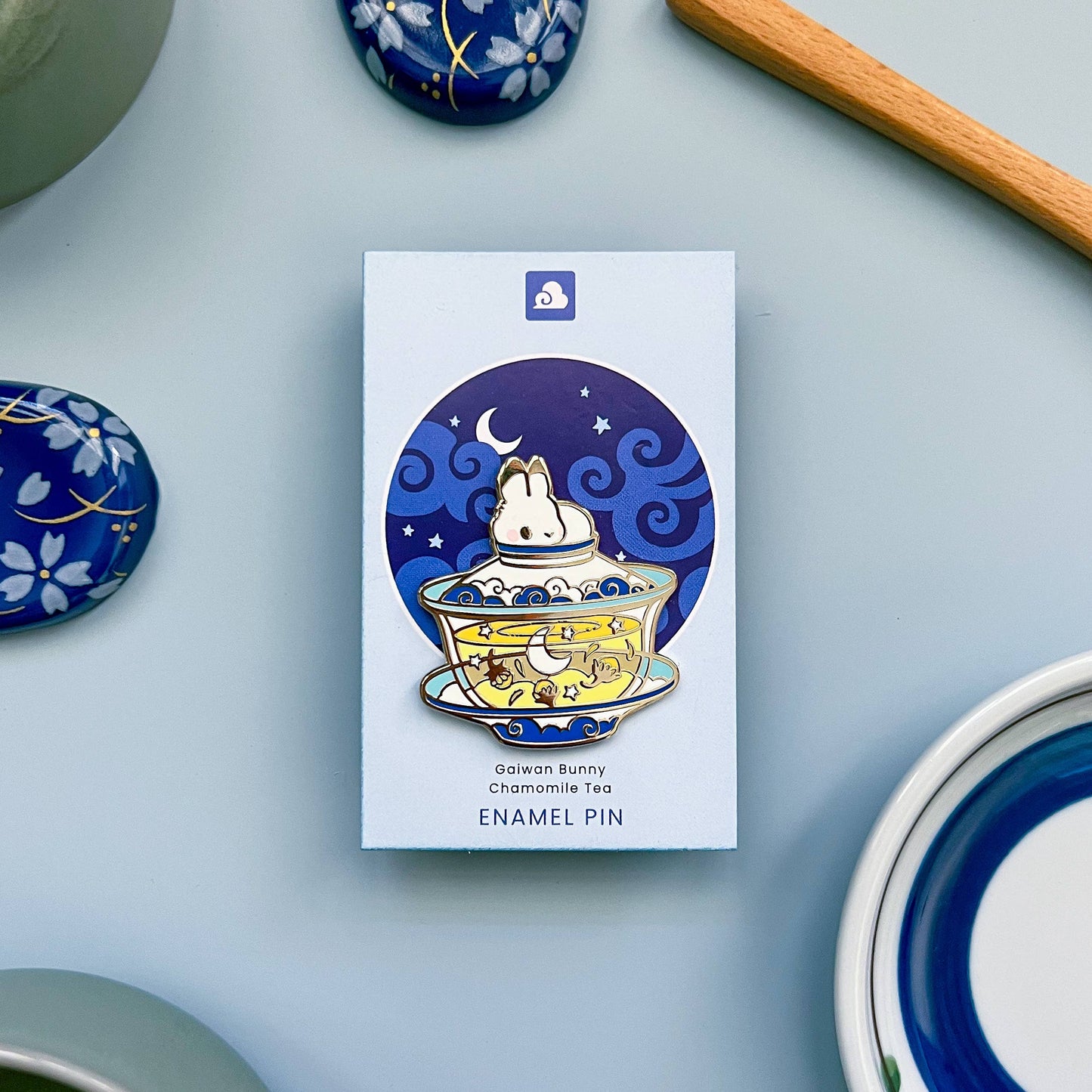 Bunny Rabbit Enamel Pin - Gaiwan - Chamomile Tea