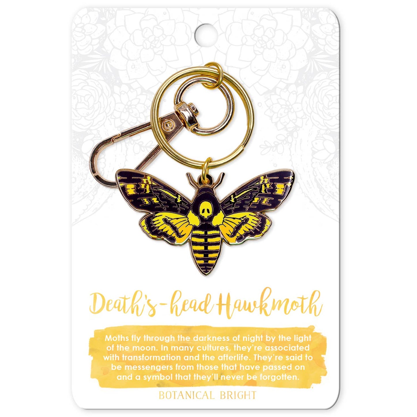 Death's-Head's Hawkmoth Enamel Keychain with Key Clip