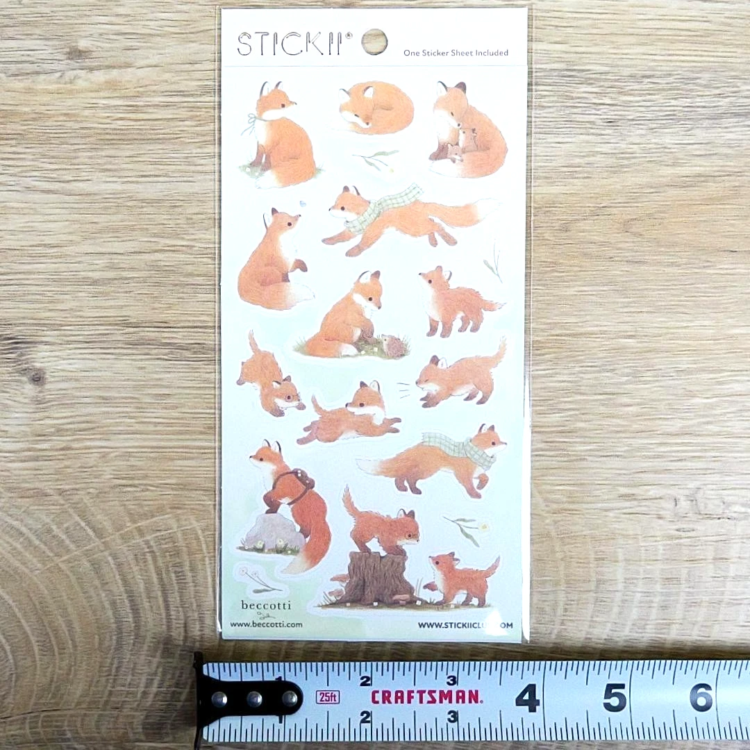 Lovely Little Foxes Stickers - 1 Winter Sticker Sheet Sheet