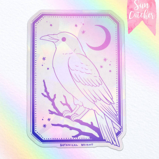 Raven Bird Sun Catcher Rainbow Maker Window Sticker - Indoor Window Decal