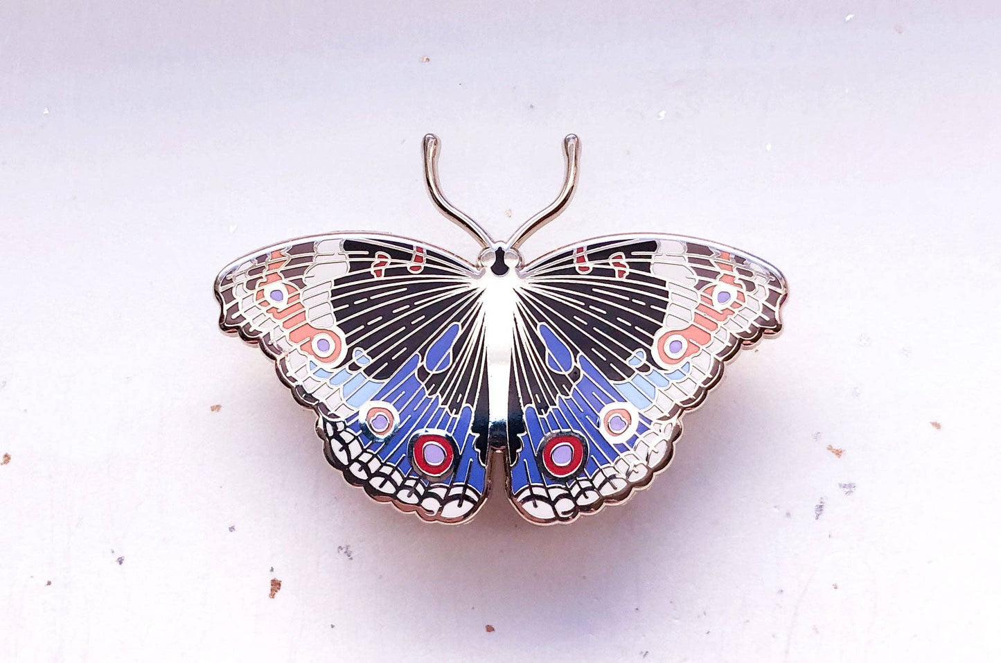 Blue Pansy Butterfly Enamel Pin