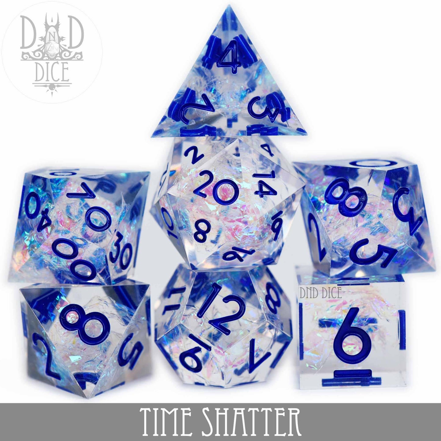 Dice Set - Time Shatter - Handmade - 7 Resin Dice