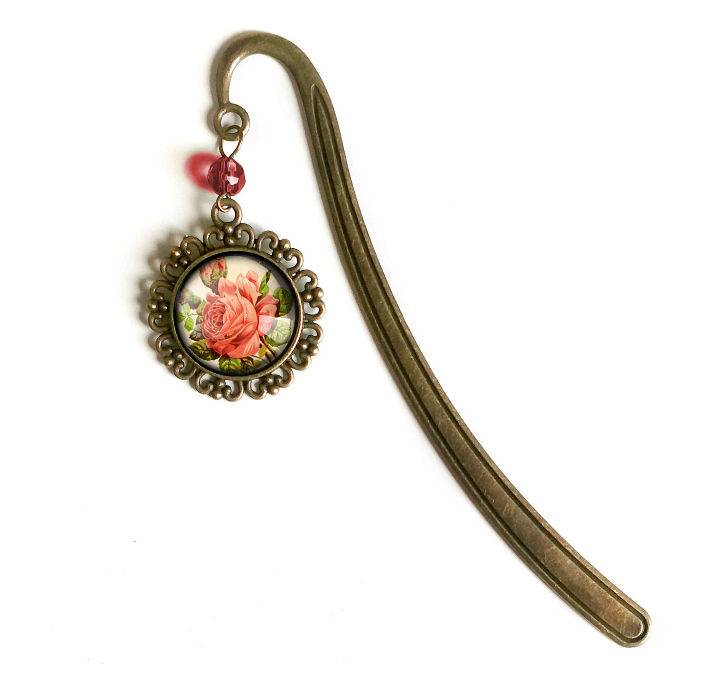 Victorian Tea Rose Bookmark - Romantic Floral - Bronze