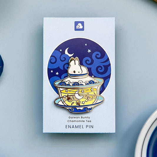 Bunny Rabbit Enamel Pin - Gaiwan - Chamomile Tea