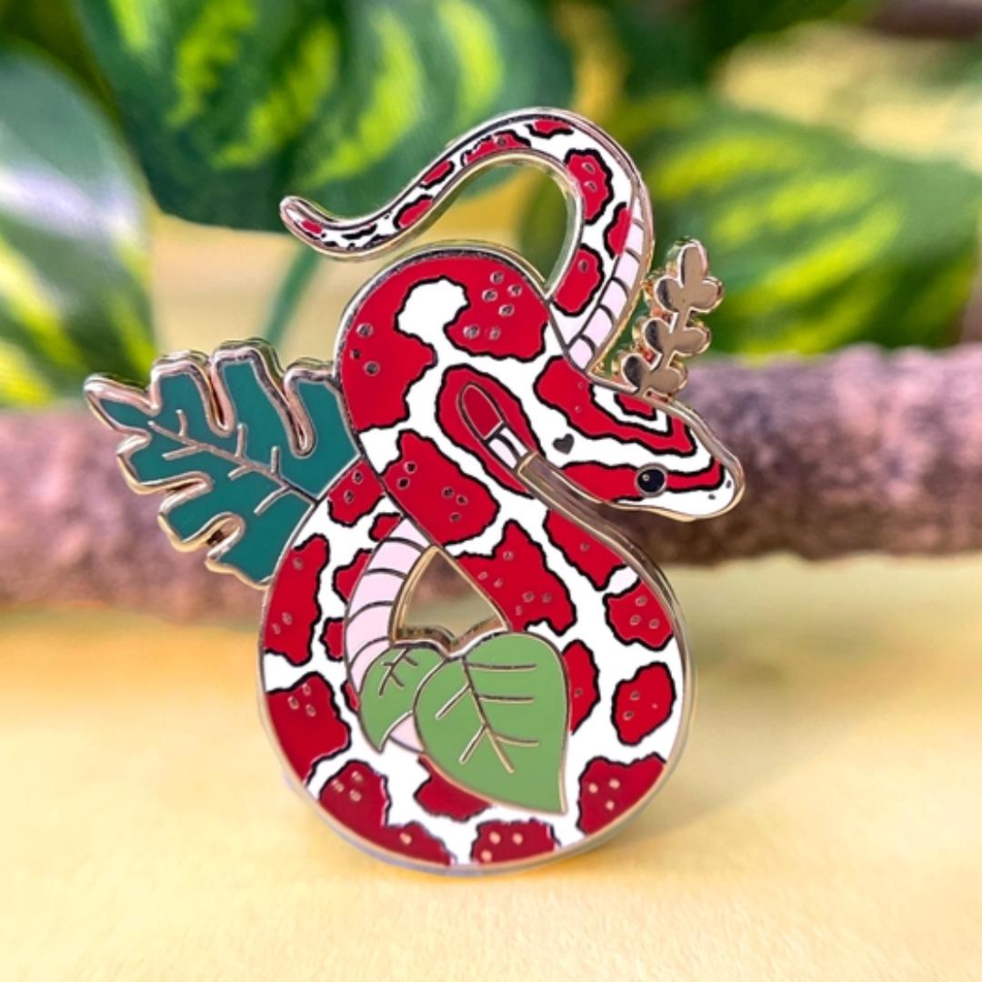 Corn Snake Enamel Pin - Crimson