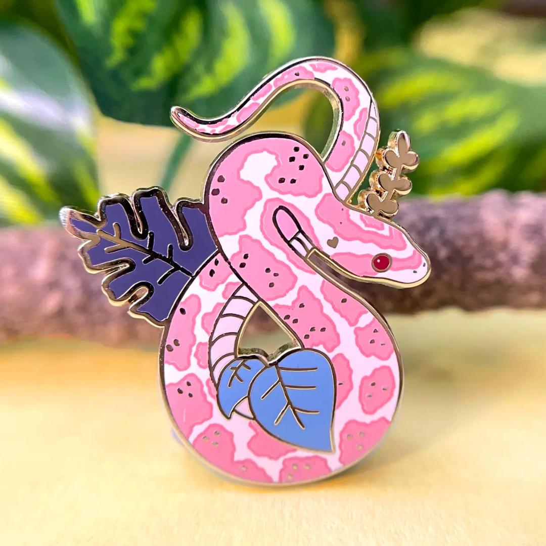 Corn Snake Enamel Pin - Pink