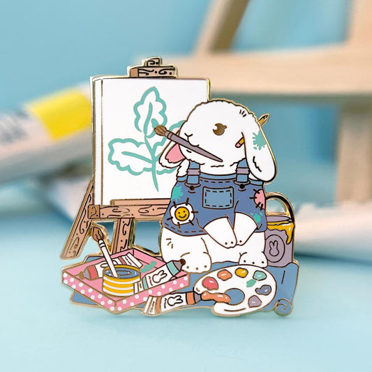 Artist Rabbit Enamel Pin - Bunny - Gift For Artists