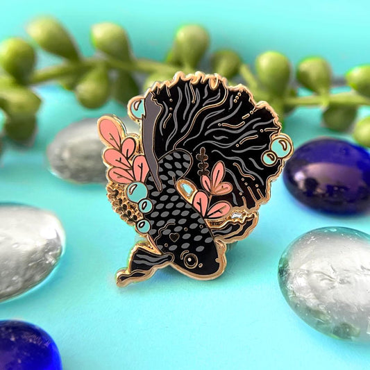 Betta Fish Enamel Pin - Black