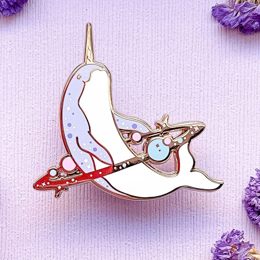 Cosmic Narwhal Enamel Pin