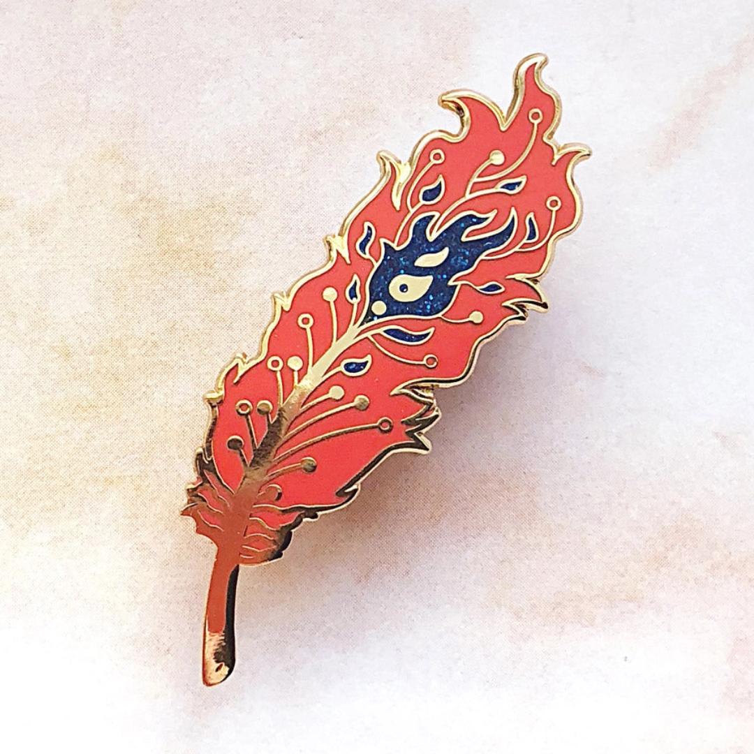 Phoenix Feather Pin - Gold Plated Base