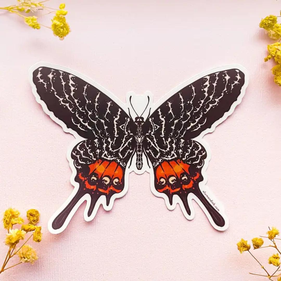 Bhutan Glory Butterfly Sticker - Clear Vinyl
