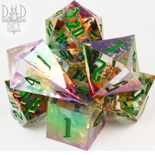 Dice Set - Emergence - Handmade - 7 Resin Dice