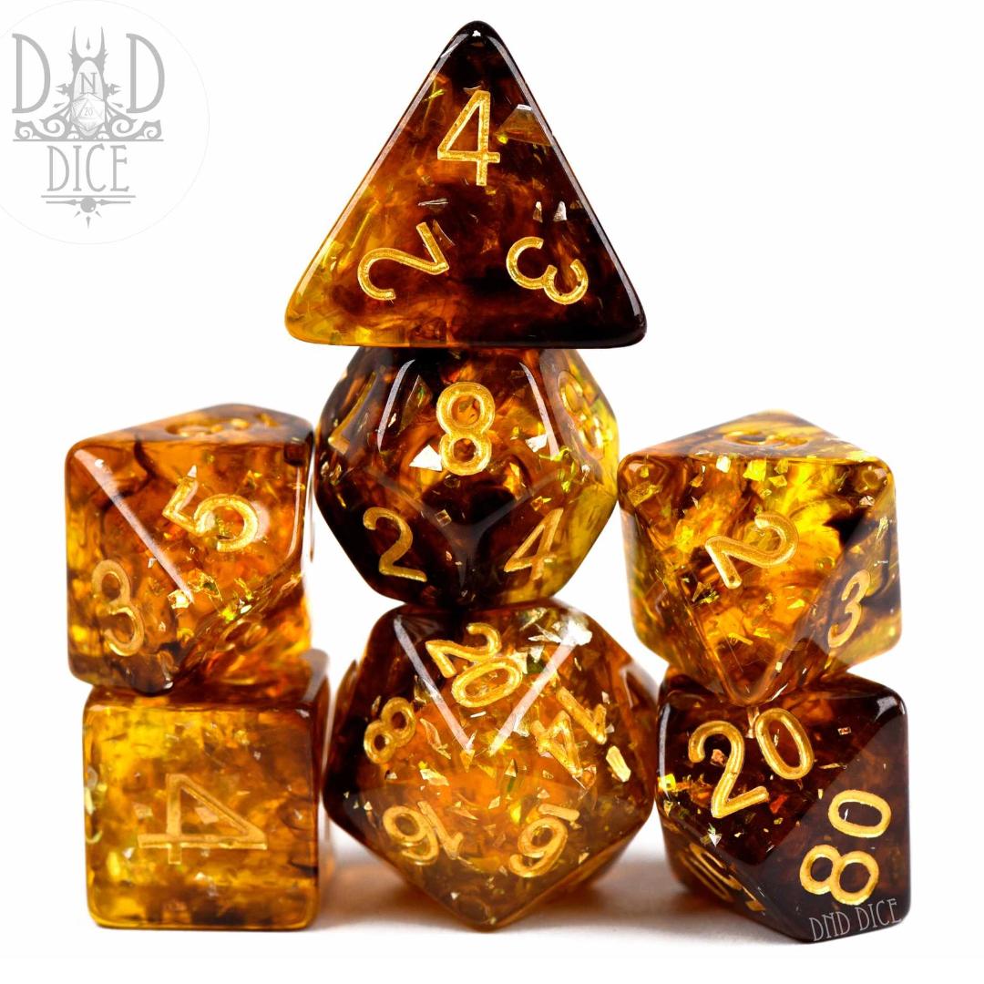 Dice Set - Color Spray Amber - 7 Resin Dice