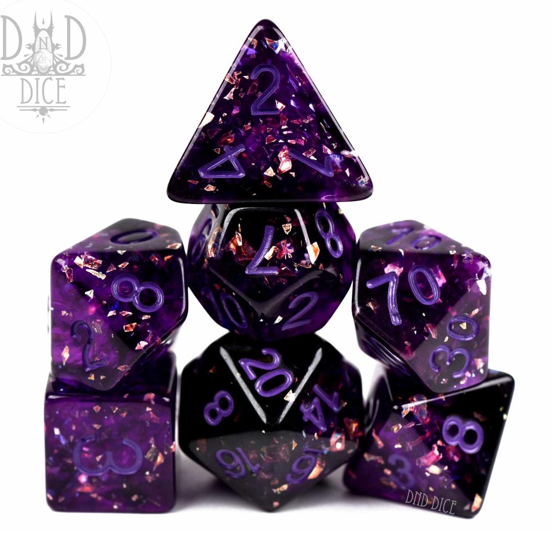 Dice Set - Color Spray Plum - 7 Resin Dice