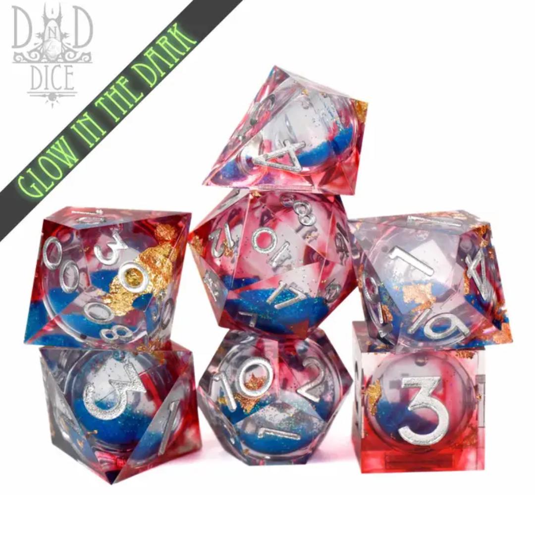 Dice Set - Power Siphon - Liquid Core - Glow in the Dark - 7 Resin Dice