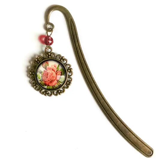 Victorian Tea Rose Bookmark - Romantic Floral - Bronze