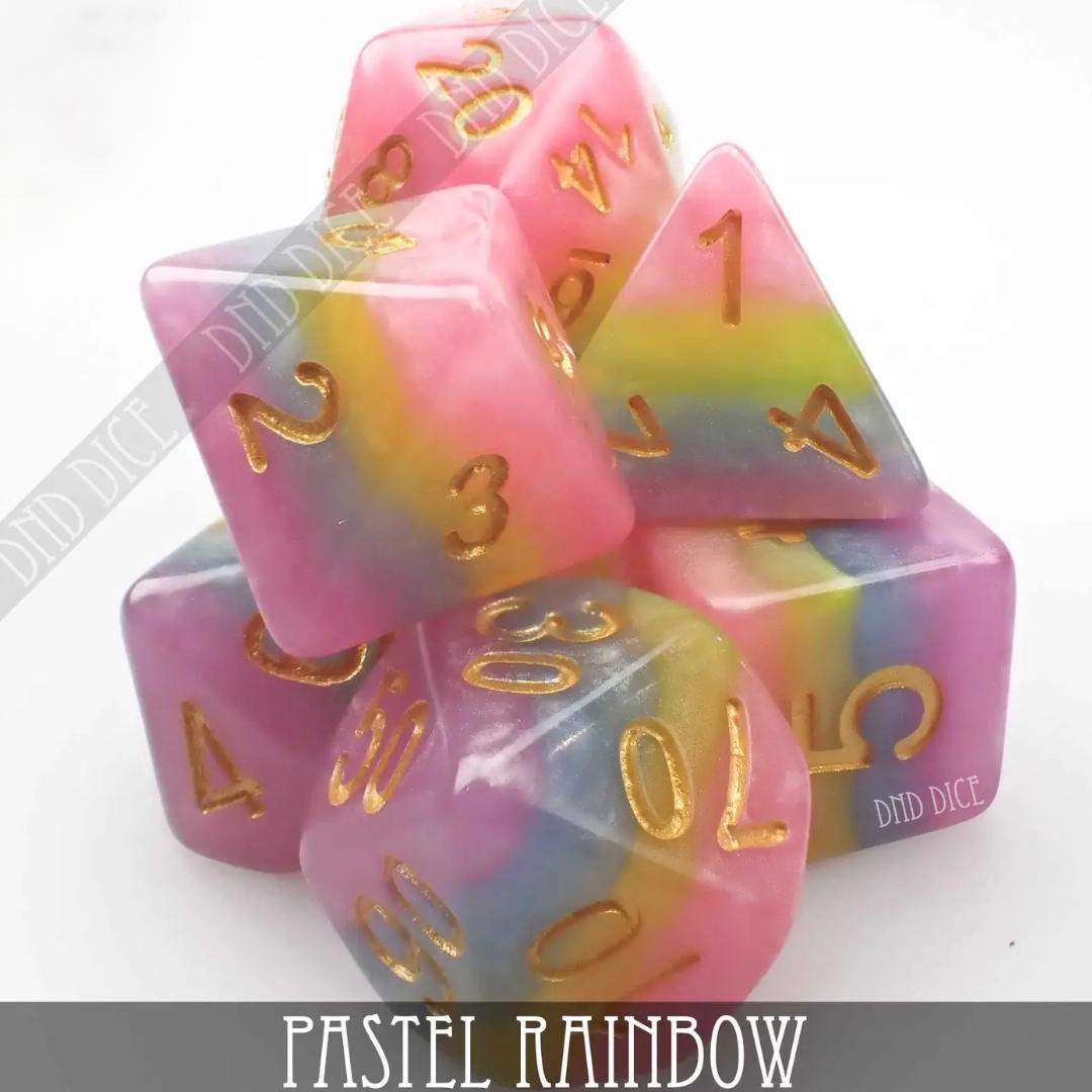 Dice Set - Pastel Rainbow - 7 Resin Dice