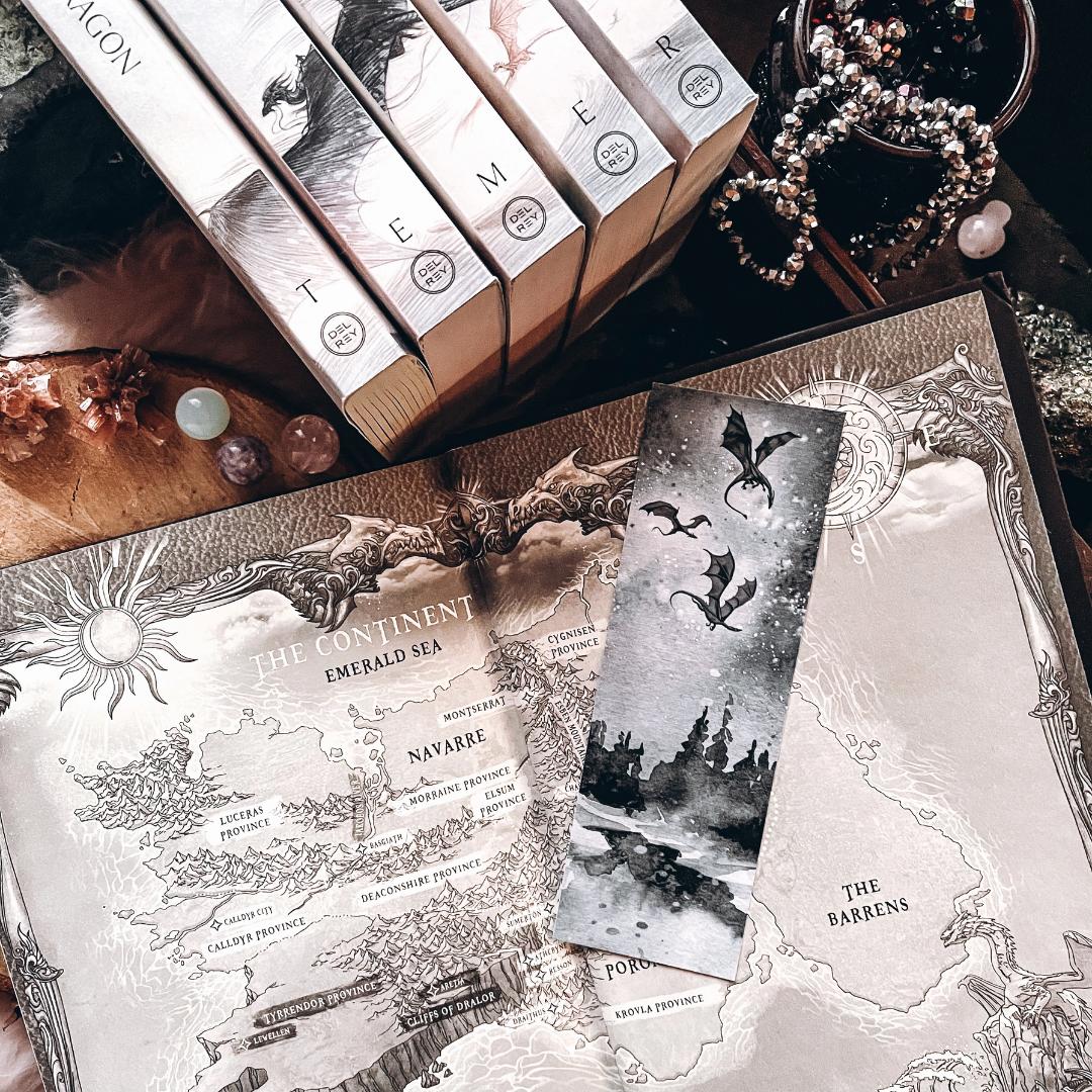 Black Dragons Fantasy Flight Bookmark - Cardstock