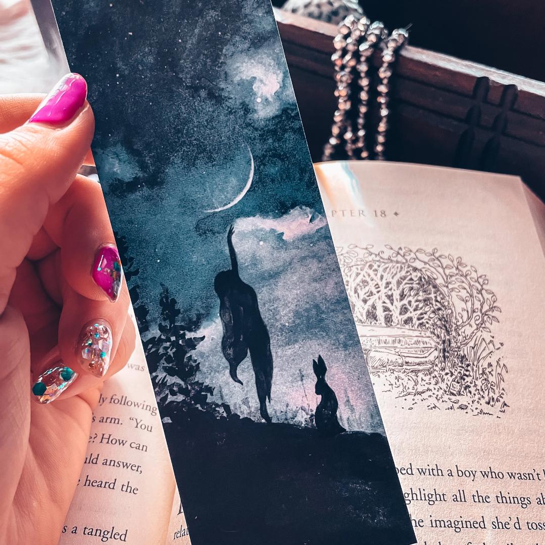 Moon Touch Watercolor Bookmark - Cardstock - Night - Nature