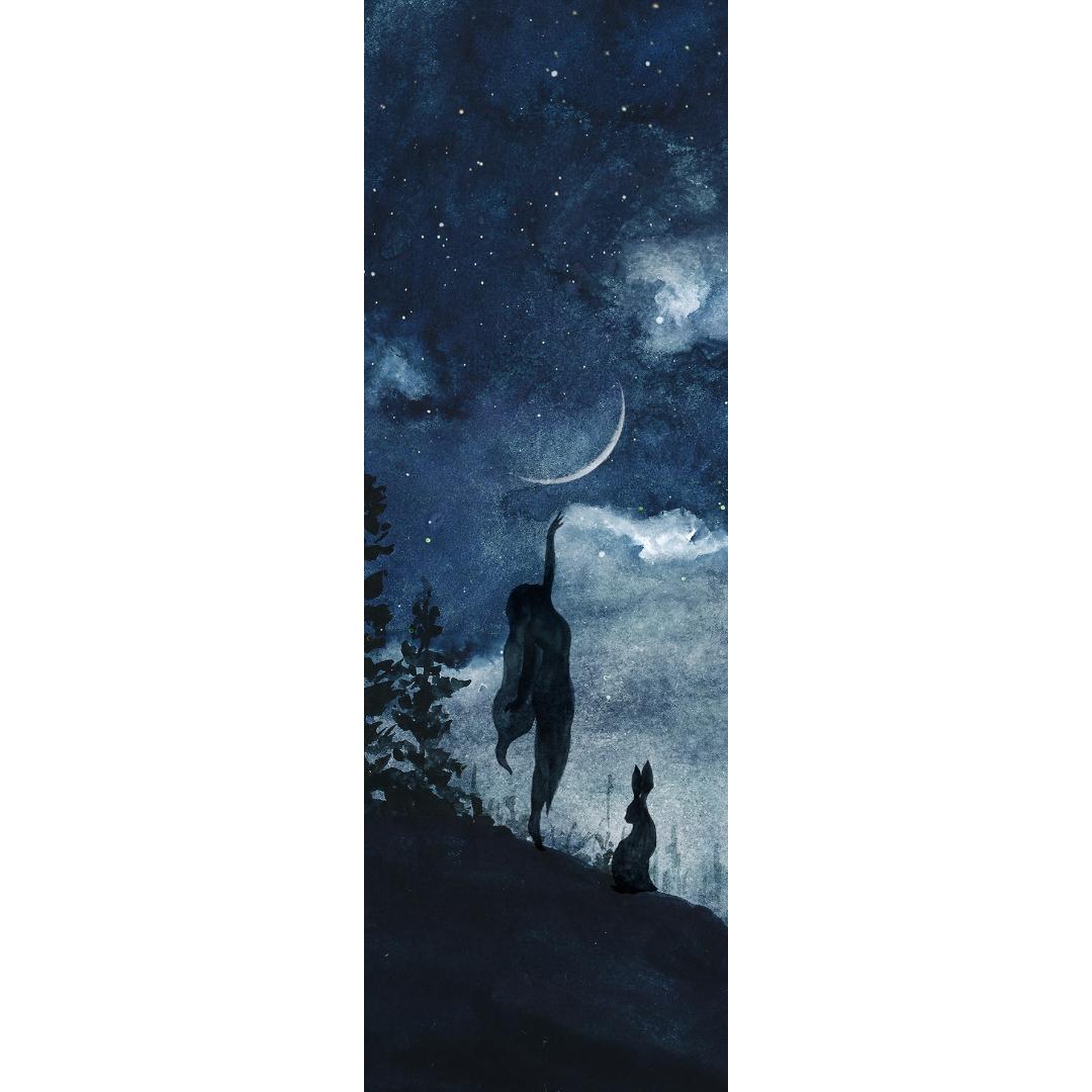 Moon Touch Watercolor Bookmark - Cardstock - Night - Nature