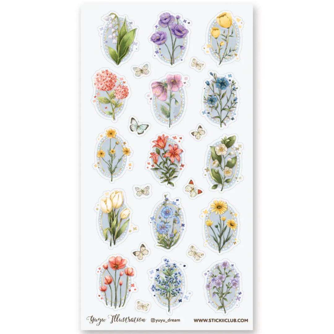 Floral Daydream - 1 Sticker Sheet for Stationary, Scrapbooks, & More