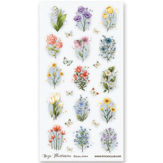 Floral Daydream - 1 Sticker Sheet for Stationary, Scrapbooks, & More