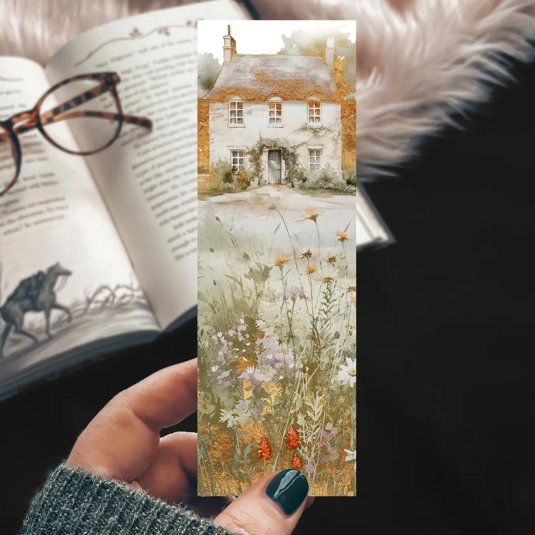 Summer Cottage in the Wildflowers Bookmark - Cardstock