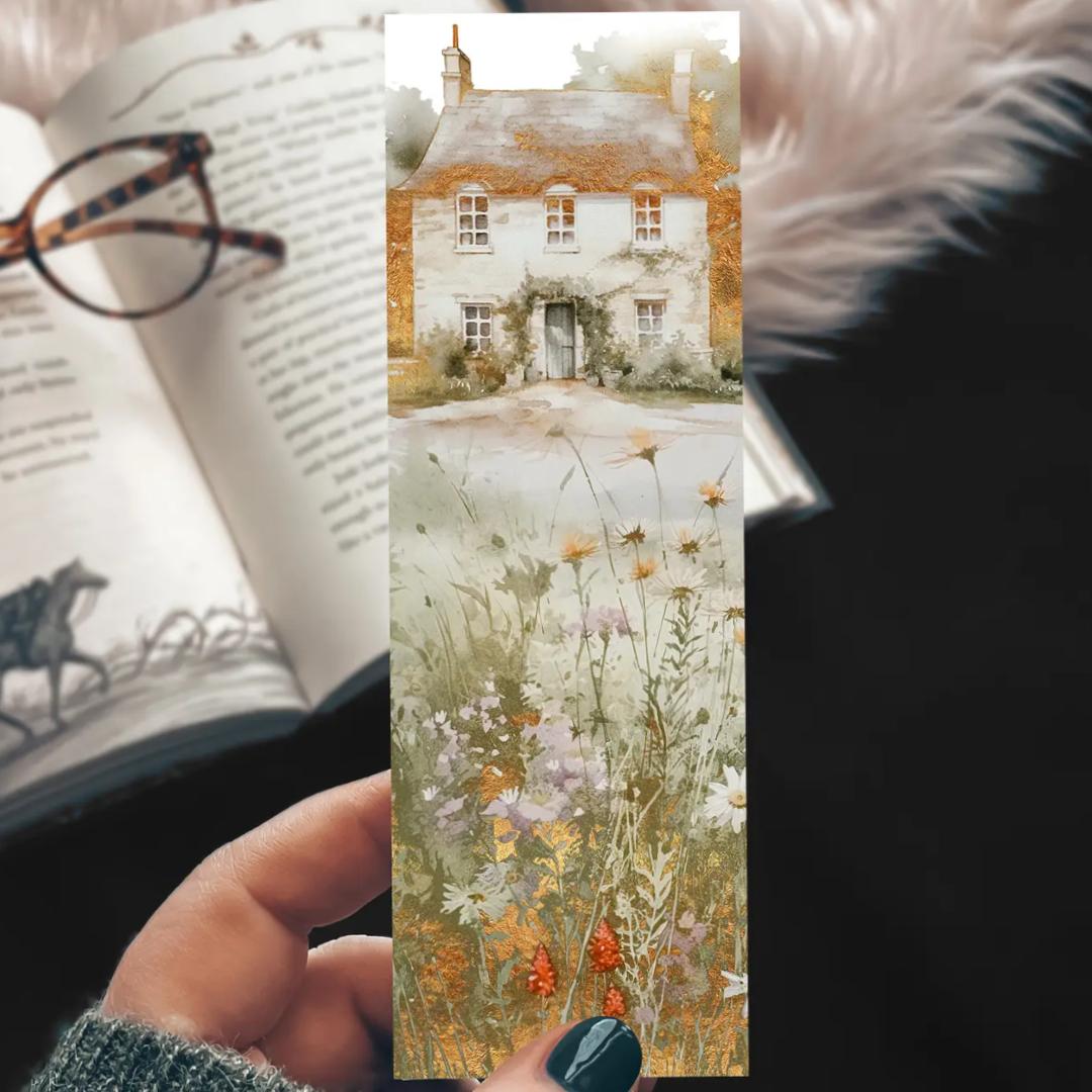 Summer Cottage in the Wildflowers Bookmark - Cardstock