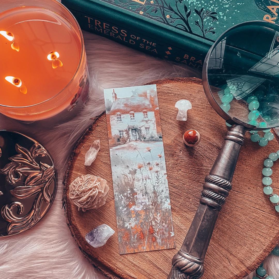 Summer Cottage in the Wildflowers Bookmark - Cardstock