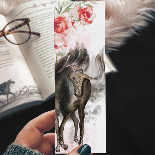 Dark Unicorn Watercolor Bookmark - Cardstock