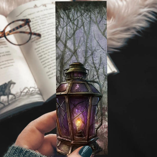 Purple Spooky Lantern Watercolor Bookmark - Halloween - Cardstock