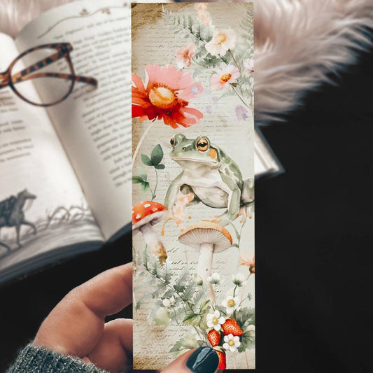 Cute Frog Cottage Core Nature Bookmark - Cardstock