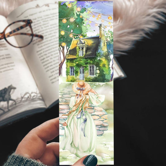 Forest Cottage Watercolor Bookmark - Scenic - Cardstock