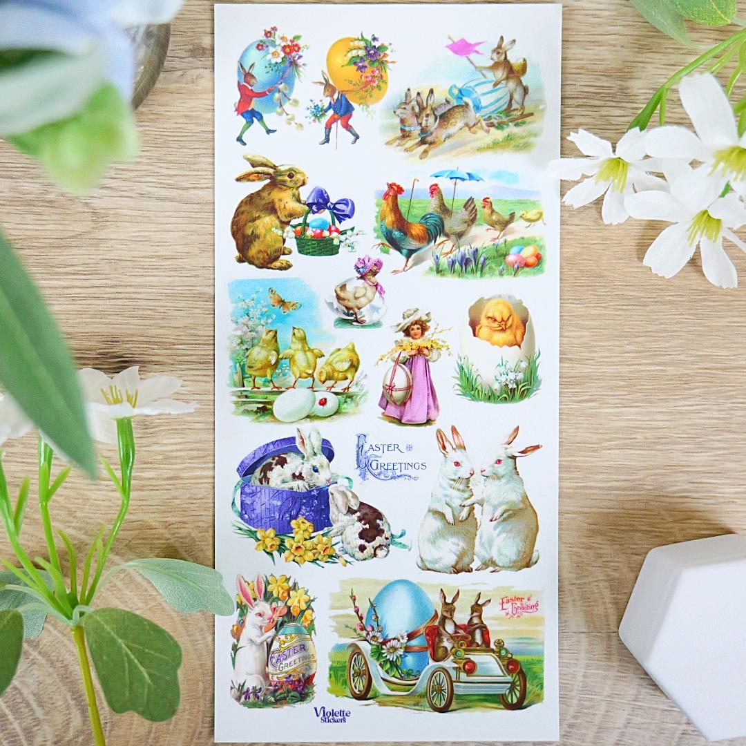 Victorian Easter Stickers - 1 Sticker Sheet for Stationary, Scrapbooking, & More