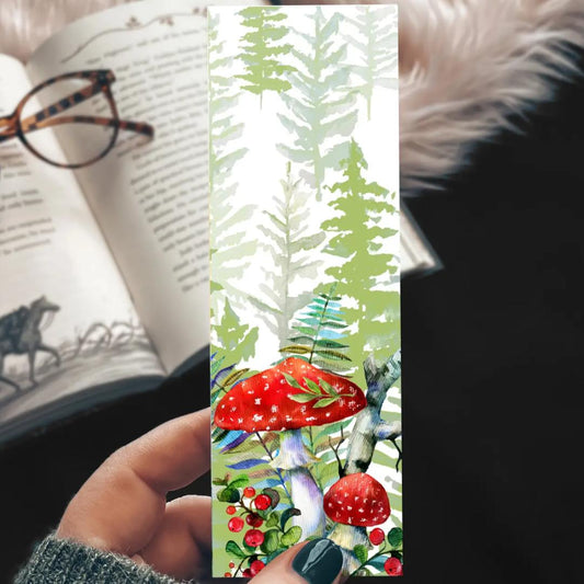 Mushroom Watercolor Bookmark - Nature - Cardstock
